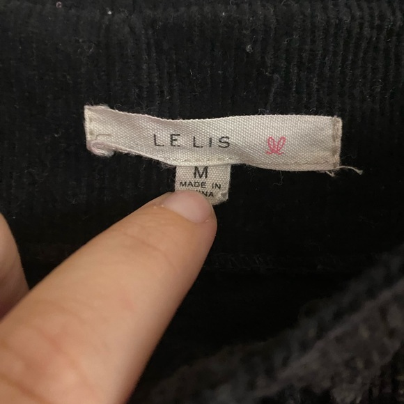 Le Lis Dress Size Medium Boho Black Corduroy Overall Button Down Fringe - Picture 3 of 9